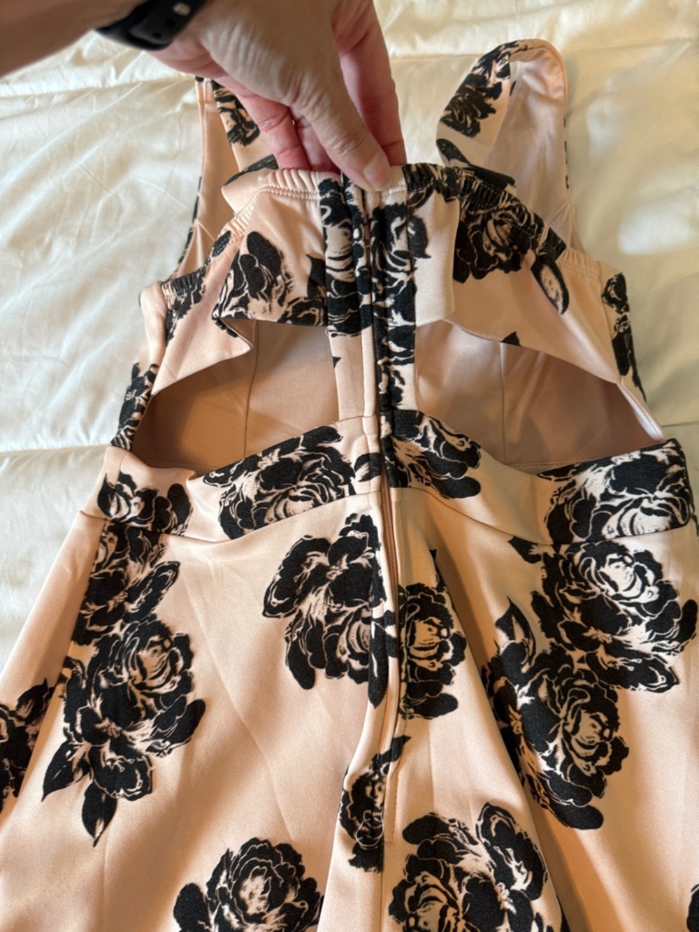 Trixxi Blush Pink Mini Dress with Black Floral Print - Picture 7 of 8